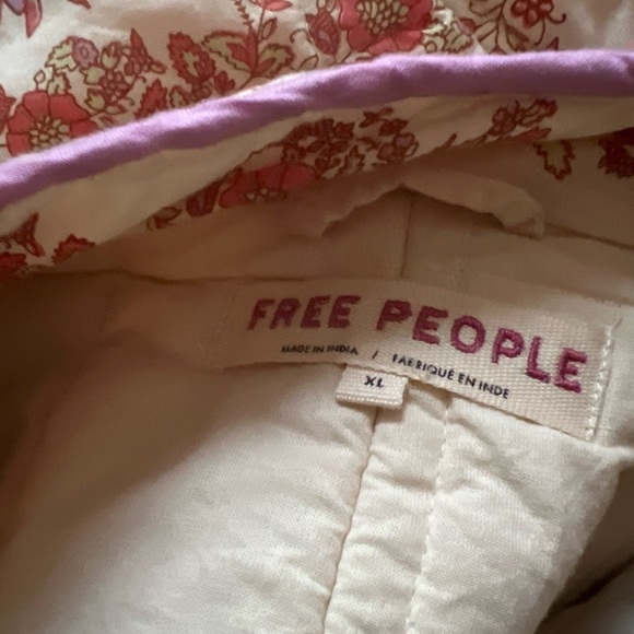 Free People Chloe Floral Jacket Pink Quilted Zip Front FP One Size XL - Picture 5 of 6